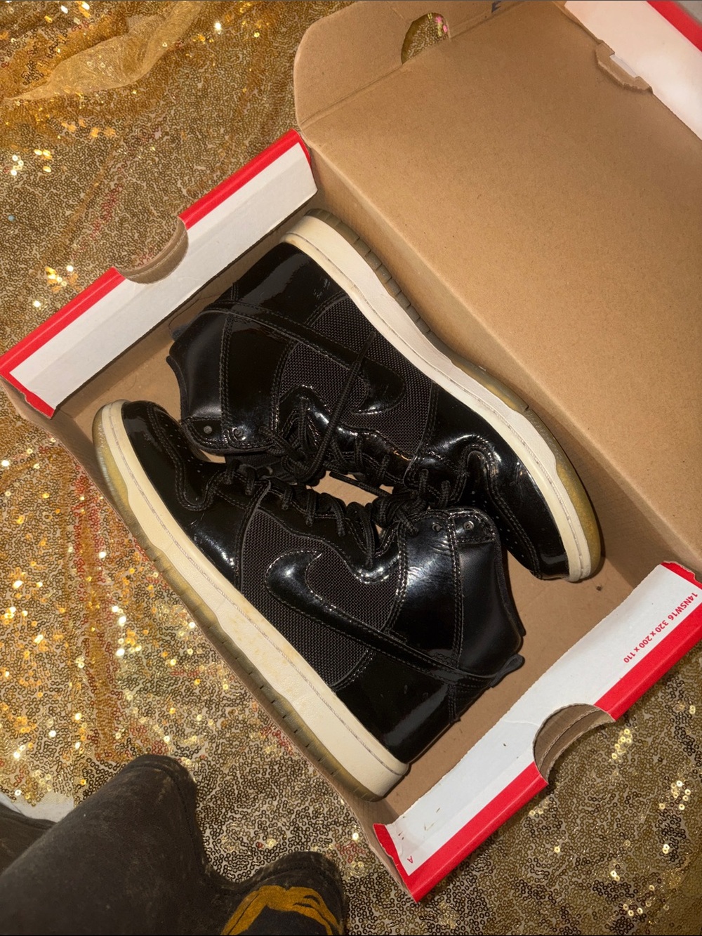 Nike Black Patent Leather High-Top Sneakers